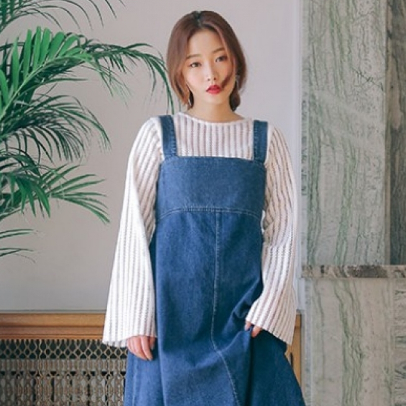 韩国stylenanda官方正品 性感镂空条纹T恤