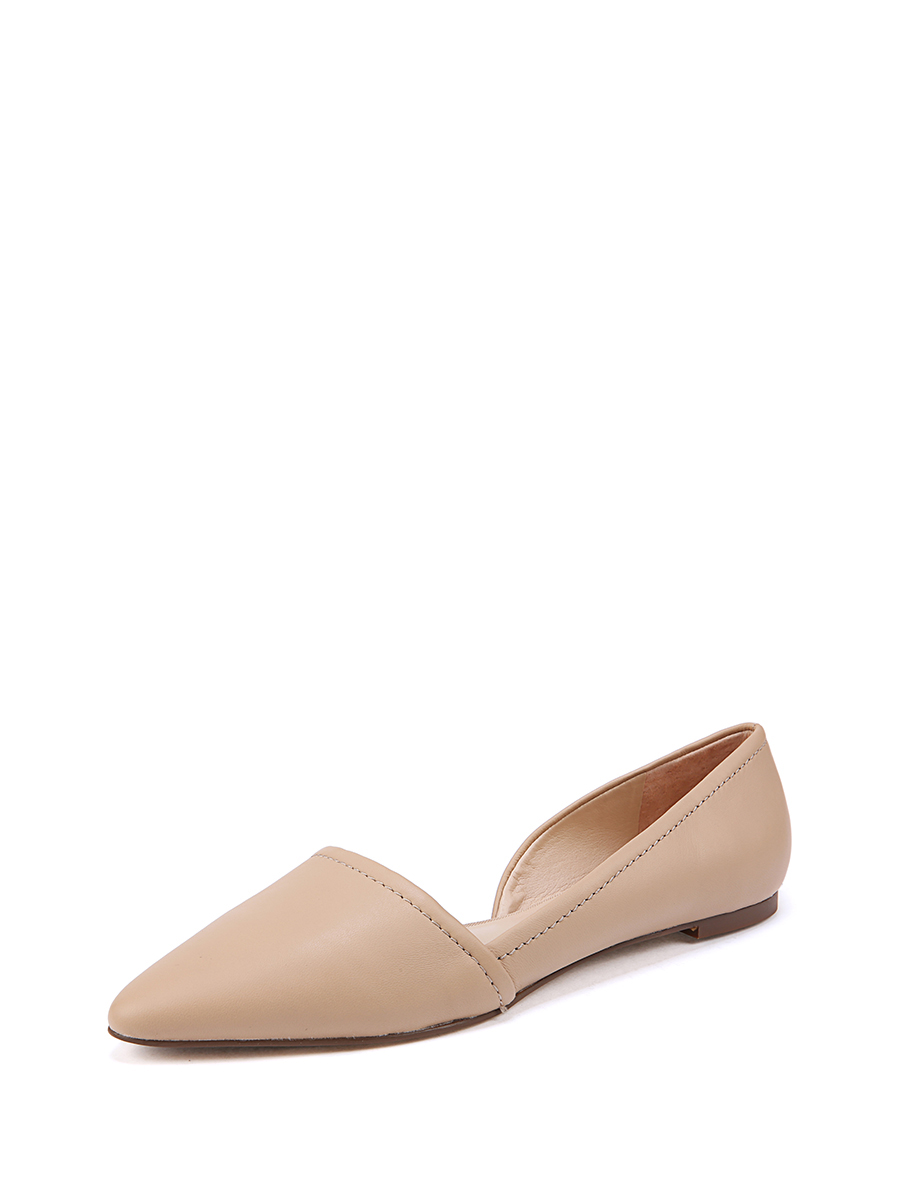 FRANCO SARTO 杏色侧镂空尖头平底鞋