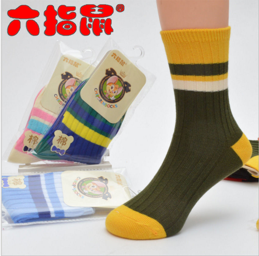Autumn and winter socks striped six-finger mouse children's socks children boys and girls socks