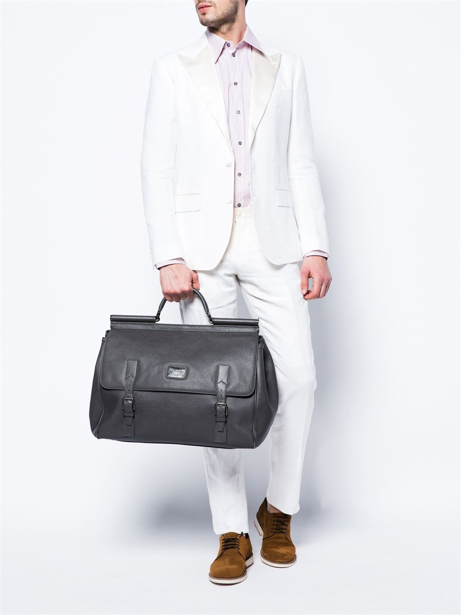 Dolce&Gabbana 深灰色双襻带针扣饰手提包