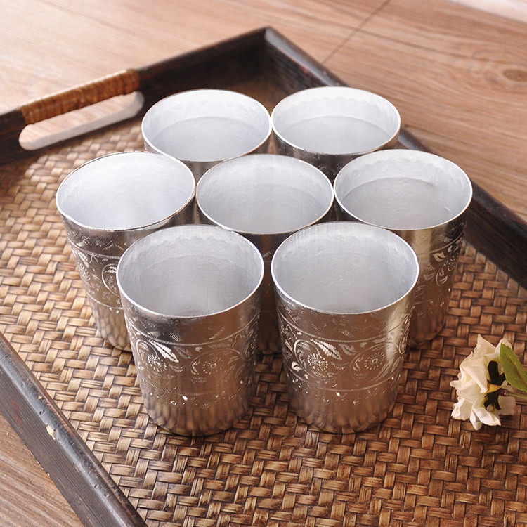 Metal carved juice cup water cup living room coffee table decoration without lid cup restaurant wine glass Taiyin dining cup