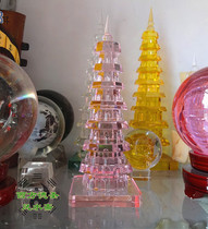 Pink Crystal Tower Seven-story Tower Wenchang Tower Feng Shui Ornaments Home Office Study Desk Ornaments Student Ornaments