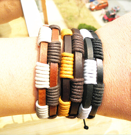 Korean version handwoven genuine leather handmade female bilayer punk lovers bracelet fashion minimalist accessories