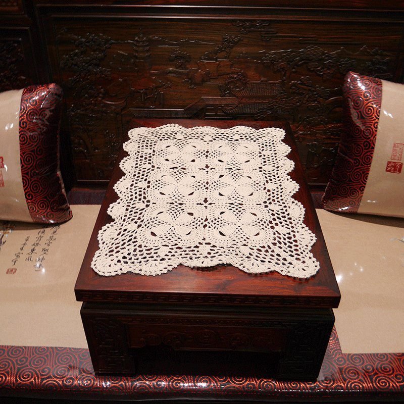 I love my home Handmade hook cotton lace hollow American decorative cover towel Multi-purpose tablecloth Bed cabinet cover towel