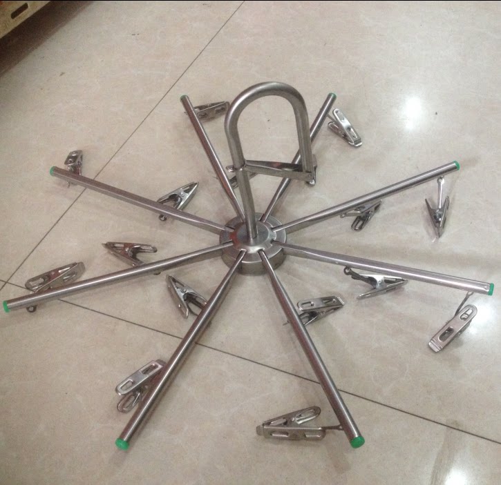 Multi-Head Windproof Stainless Steel Folding Sun Socks Rack Clothes Diaper Drying Hanger 16 Clamps