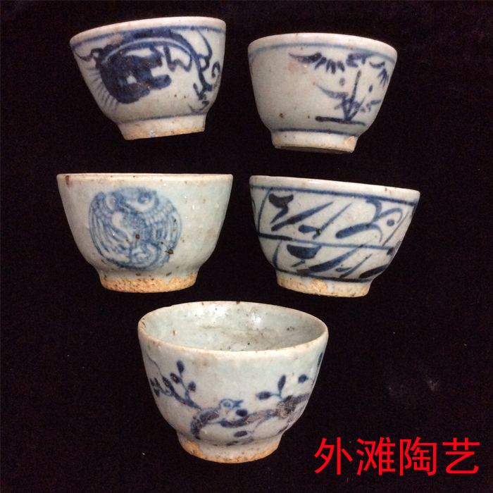Antique antique porcelain collection Jingdezhen factory ceramics hand-painted blue and white cup Golden Bell Cup various pictures