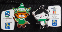 2010 Vancouver Winter Olympics badges Sponsor RBC mascot badges 2 pieces