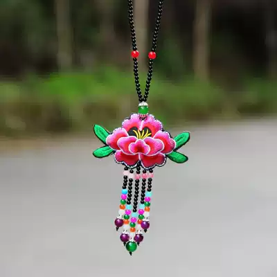 Autumn and winter new jewelry women's ethnic style jewelry original double-sided embroidered beaded sweater refining long necklace collar