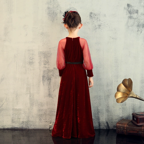 Бархатный наряд маленькой принцессы, наряд для музыкальных выступлений, длинная юбка, вечернее платье, коллекция 2022