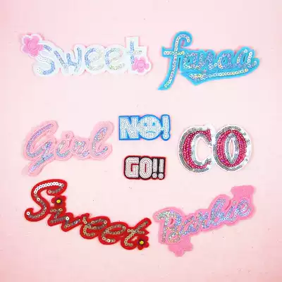 Fashion English sequin cloth stickers, holes, stickers, clothes, decoration, jeans, patch cloth stickers, clothes, embroidery flowers