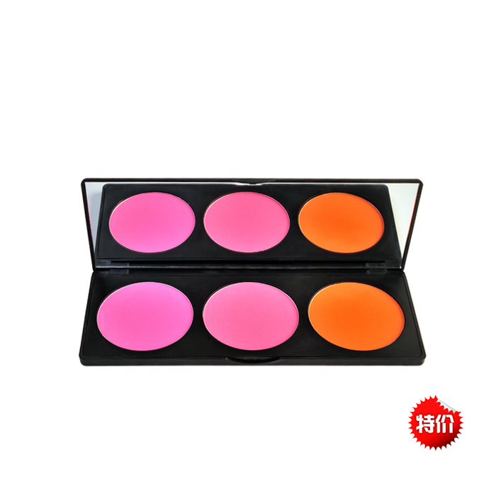 Professional Tricolour Blush Box Powder Cake Pan Color Makeup Pan Pink Orange Blush Pan Rouge Color Photo Gallery Makeup Artist