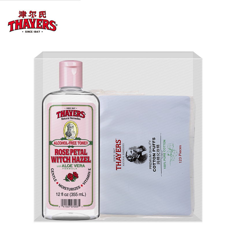 THAYERS/津尔氏预售精英版礼盒 金缕梅玫瑰爽肤水355化妆棉套装