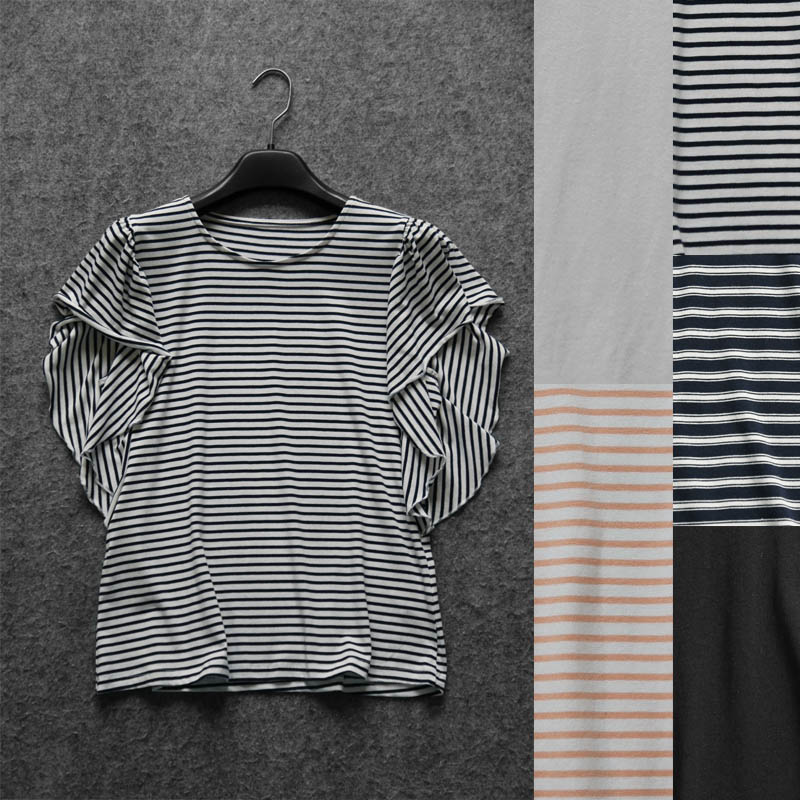 036D 0705 Sweet three-dimensional big lotus leaf sleeves, fresh and generous T for age reduction