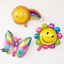 Small Number Butterfly Balloon Smiley Face Rainbow Balloon Cute Smiley Face Flowers Sun Flowers Children Nursery Aluminum Film Balloons