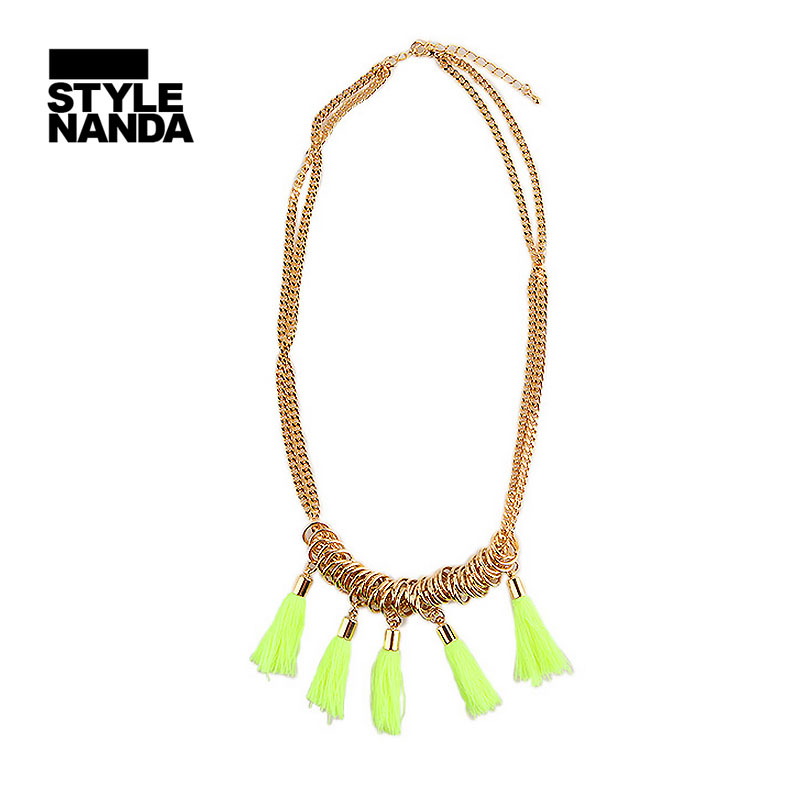 stylenanda 韩版 荧光流苏链条项链