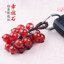 High-end car keychain pendant male and female waist hanging creative couple red agate crystal key chain ring jewelry