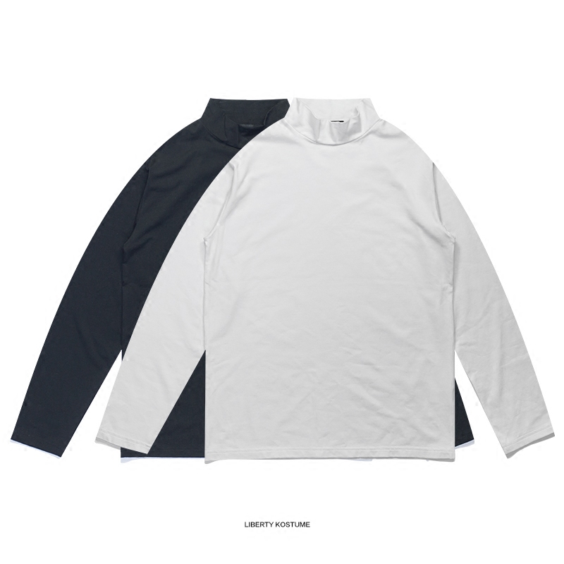 Liberty Kostume1724 秋季半高领打底弹力纯棉日系学生情侣T恤男