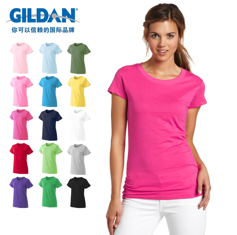 Gildan76000L Gildan American Pure Cotton Pure Color Blank Round Neck Short-Sleeved T-Shirt Women's Bottoming Shirt with Printing