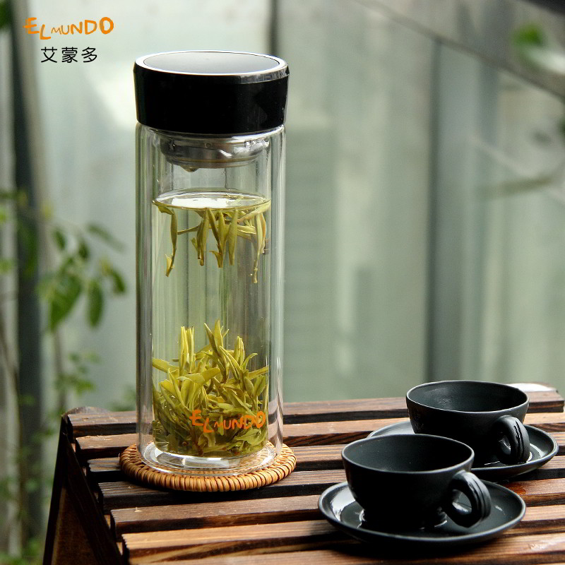【天猫超市】艾蒙多双层玻璃杯茶杯过滤290ml车载杯子透明杯EGDSS