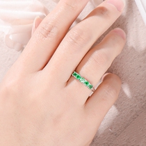 Zumma green ring female natural 925 pure silver inlaid personality Jean-Japan-ROK Zum mother green gem ring female