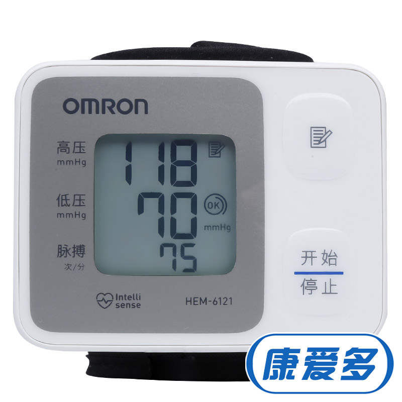 欧姆龙电子血压计HEM-6121 全自动家用手腕式血压仪 心律不齐