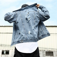 Tidimes Tide thương hiệu áo khoác denim lỗ nước rửa retro mặc áo khoác denim nam áo khoác denim - Áo khoác đôi áo thun unisex