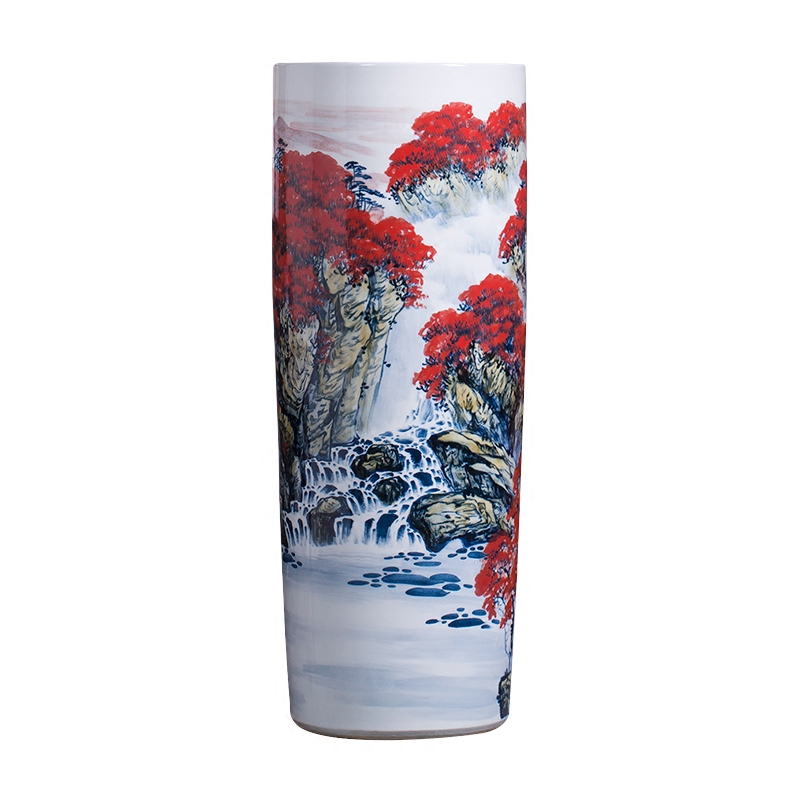 Jingdezhen ceramic vase hand - made high quiver landing big sitting room adornment furnishing articles word calligraphy and painting scroll cylinder to receive