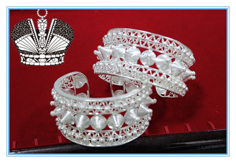 Miao Silver Accessories Bracelet Item Ring Hat Accessories Dance Performance Clothing Photography Props Miao Bracelets of Three Everest Bead Bracelets A