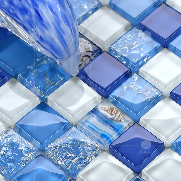 Jingying Mosaic 145 Crystal Glass Shell Mediterranean Pastoral Puzzle Wall Sticker Cosmetic Room Bathroom