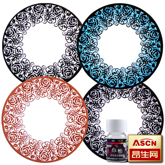 [买2送3]海昌美瞳年抛心怡蕾丝混血大小直径彩色隐形眼镜1片TF