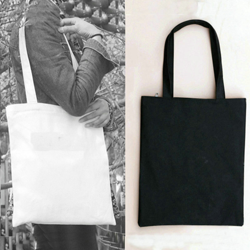 Pure White and Pure Black DIY Blank Canvas Bag, Hand-Painted Bag, Eco-Friendly Bag, Creative Tote Shoulder Bag, Canvas Bag, Student Bag