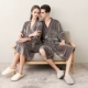 Áo ngủ mùa thu đôi kimono Nữ dài phần nhung vàng bốn mùa áo choàng tắm Nam Nhật Bản đồ ngủ bằng lụa băng pijama dài tay Night Robe