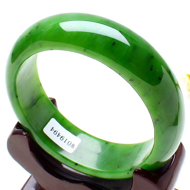 Xinjiang natural Hetian jade Jasper bracelet Mountain water wide version Hetian jade bracelet natural jade bracelet with certificate