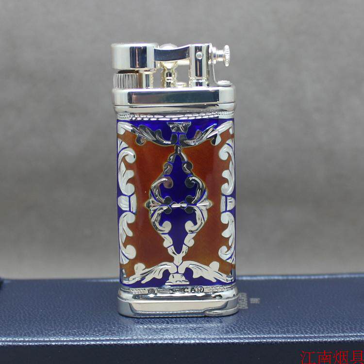 German Sillems cross 925 enamel double face engraving cigarette lighter 1990GB 
