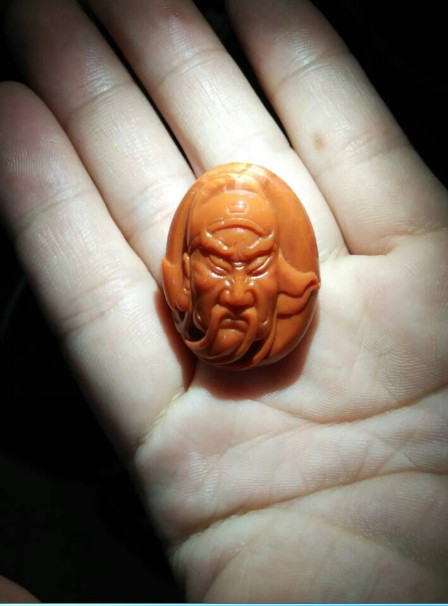 Natural South Red Agate Carving-Suzhou Famous Works-Persimmon Red Guan Gong Pendant with Signed 16g - Taobao