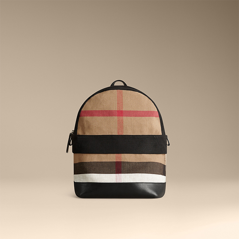 Burberry博柏利 Canvas Check 格纹皮革双肩包 39585271