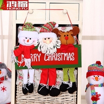 Christmas decorations pendant door hanging cartoon snowman old man welcome door number window bar storefront wall hanging