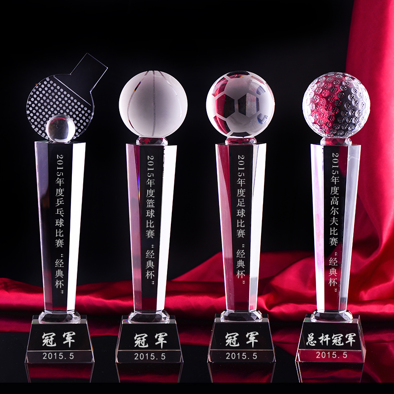 Crystal basketball football tennis golf volleyball trophy custom custom tennis competition awards custom manufacturers