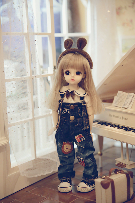 Spot (endless) bjd sd 6 points yosd patch denim overalls suit baby clothes dress