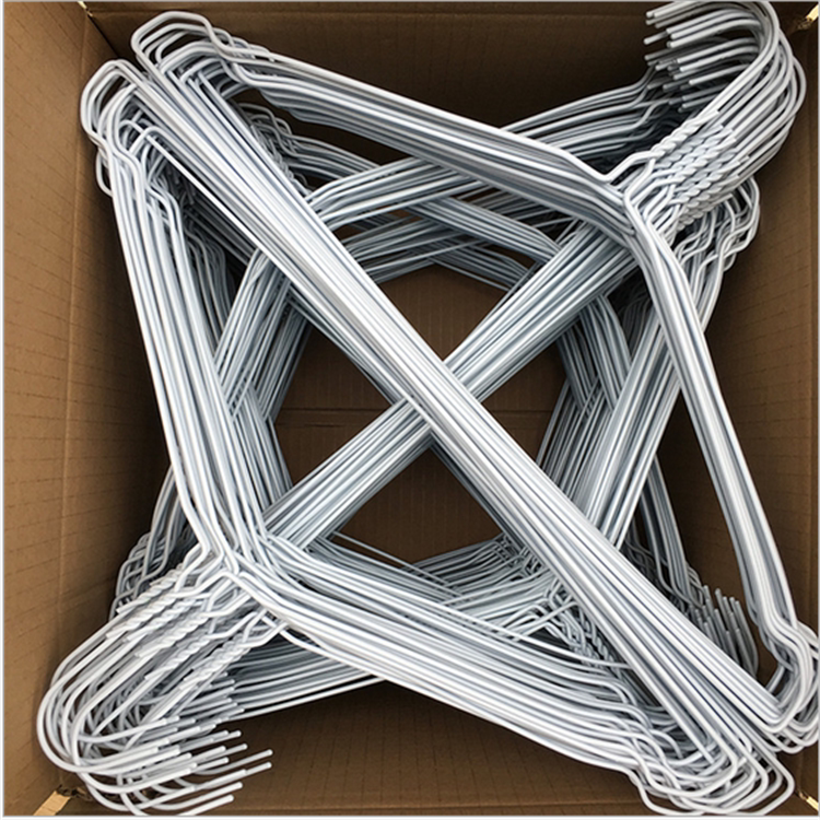 Dry cleaner white blue clothes hanger 2 5 flat angle specifications steel wire spray plastic disposable clothes hanger spray plastic drying rack 18K