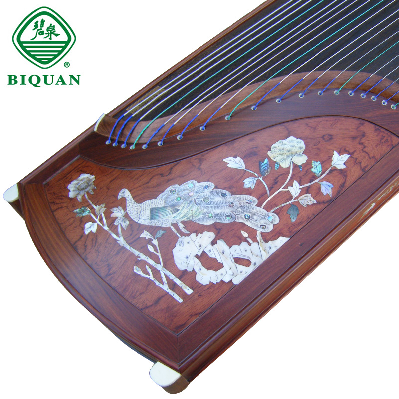 Bequan Guzheng Red Wood Excavation with Lateral Peacock C840-2 Professional Playing Musical Instrument