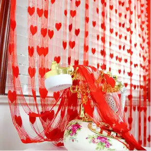 Korean romantic heart-shaped line curtain Door curtain hanging curtain Entrance partition Home decoration background wall