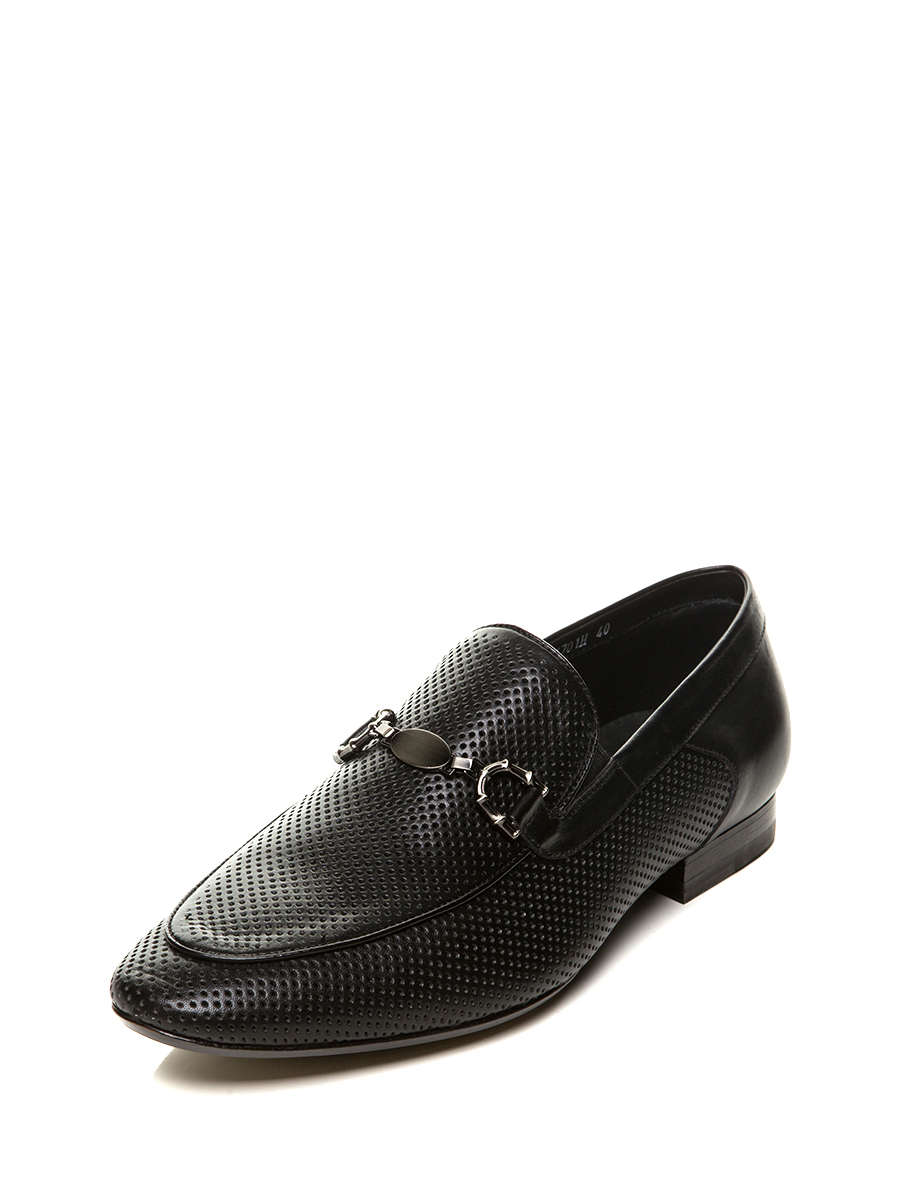 TRANOI 黑色镂空金属襻扣乐福鞋