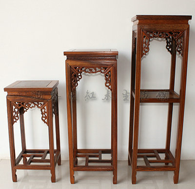 Red Wood Flower Racks Solid Wood Flower Pots Rack Chicken Wings Wood Black Catali Wood Imitation Ancient Basin Rack Shelf Multilayer Chinese Vintage Shelf