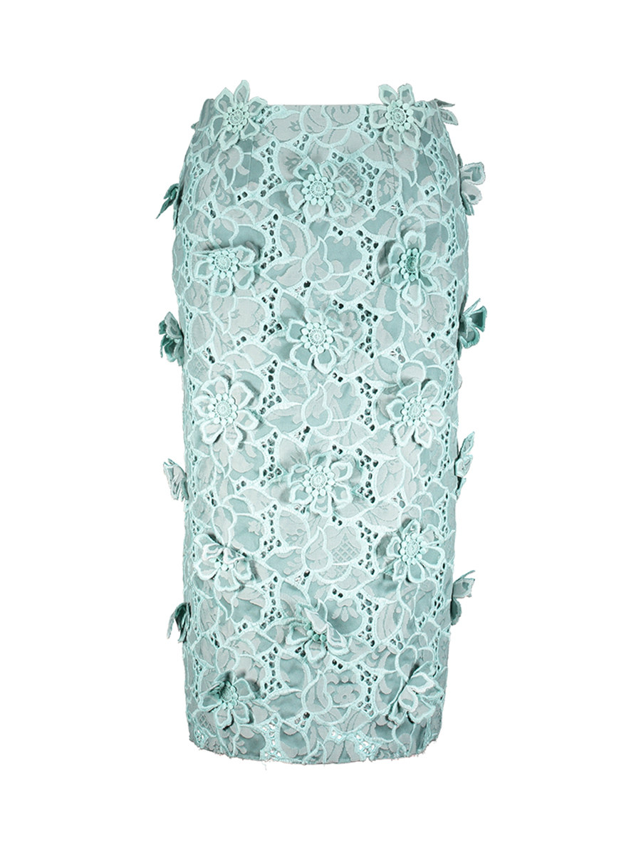 Dolce&Gabbana 薄荷绿色蕾丝钩花饰长款半身裙