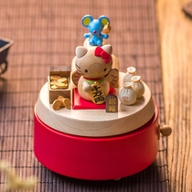 Sanrio Japan Sanrio Kitty wooden music box lucky cat birthday gift to send girlfriends creative