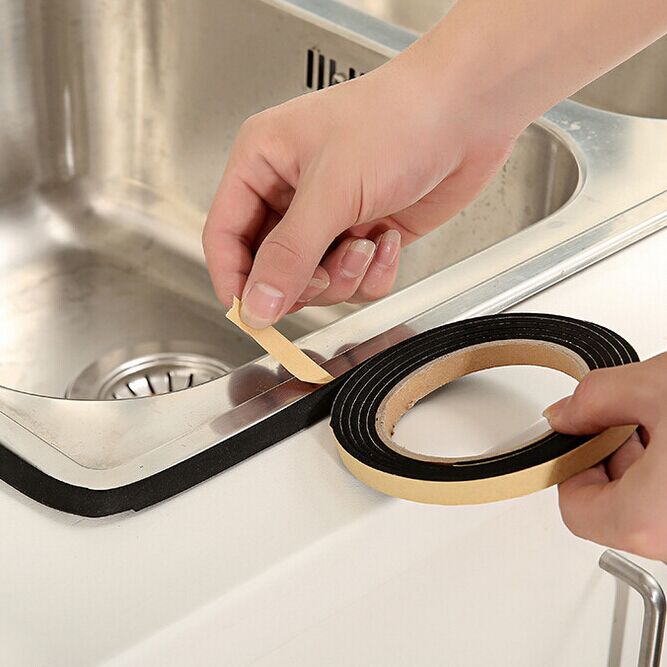 Kitchen waterproof adhesive strip slit sealing strip pool Anti-leak sealing with black narrow type