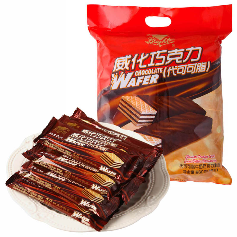 【天猫超市】光明 巧克力威化 960g/袋/48支新老包装更新 随机发