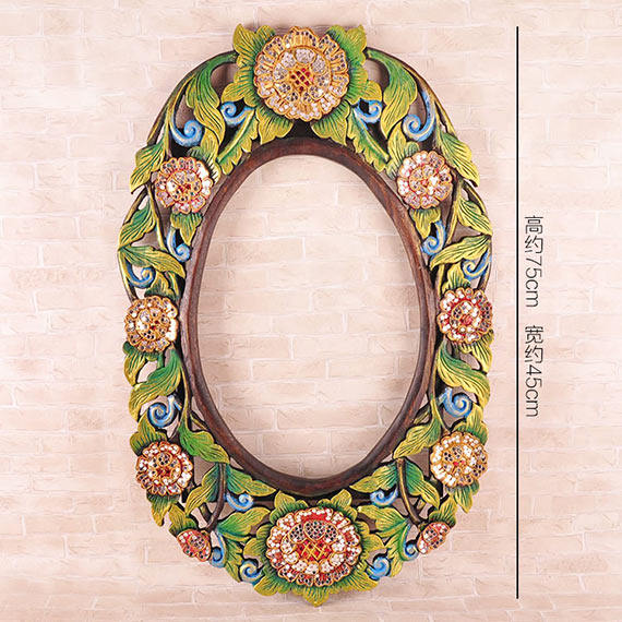 Thai crafts home carved dressing mirror frame Southeast Asian characteristic makeup mirror frame decoration dressing mirror porch