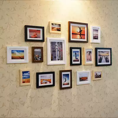 15 frame solid wood Photo Wall photo wall frame wall European living room bedroom hanging wall Life photo fashion creative combination